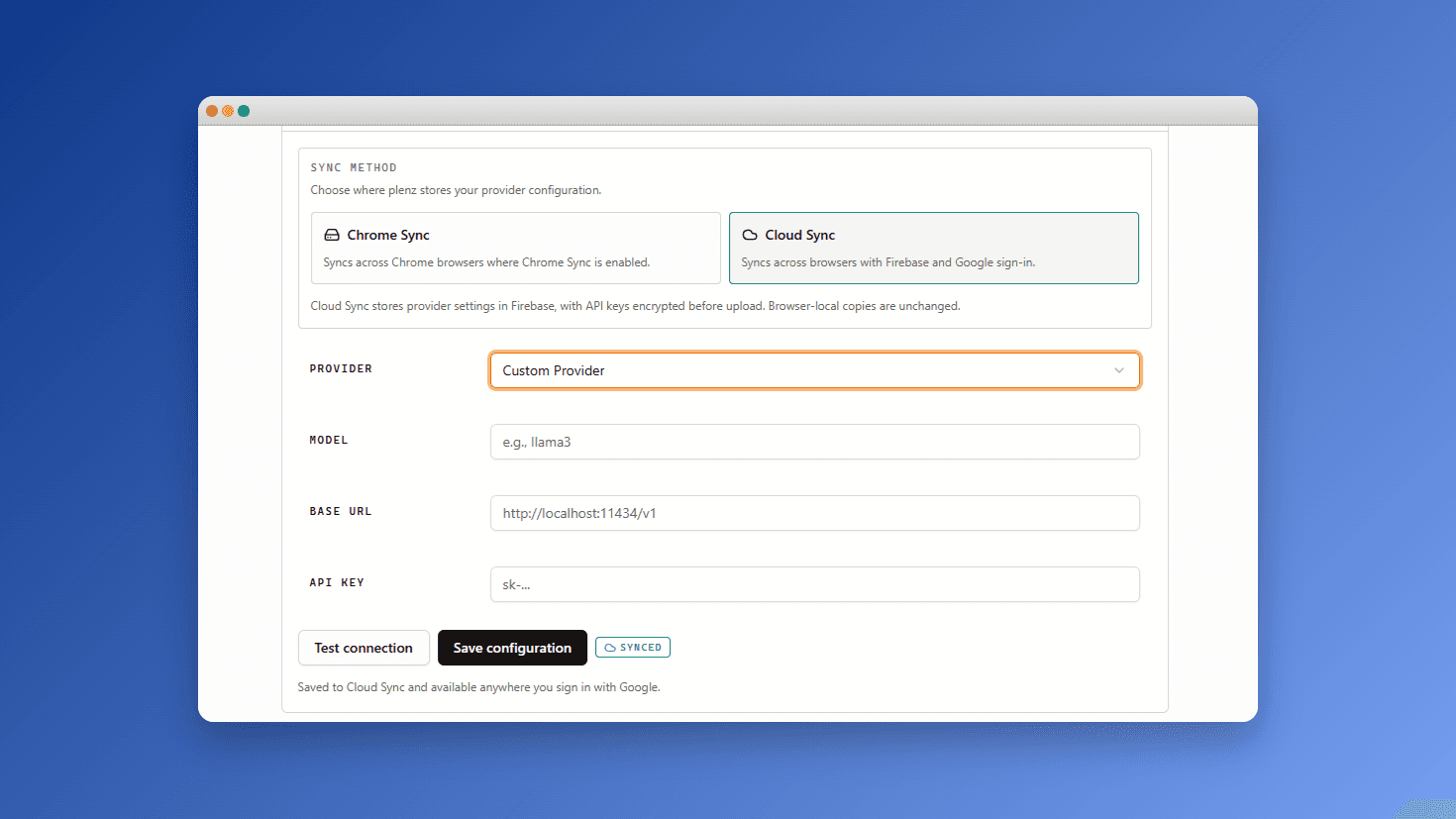 Custom provider setup